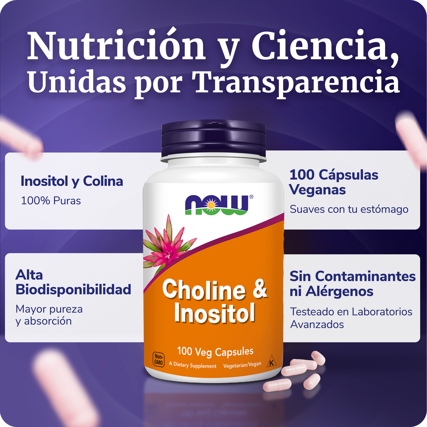 INOSITOL Y COLINA | DOBLE FUNCIÓN | 100 CAPS VEGANAS