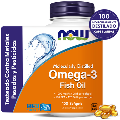 OMEGA 3 1000MG | 180 EPA /120 DHA | 100 CAPS BLANDAS