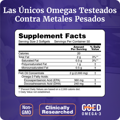 OMEGA 3 1000MG | 180 EPA /120 DHA | 100 CAPS BLANDAS