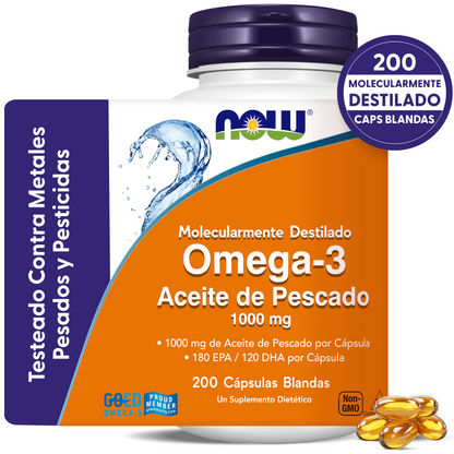 OMEGA 3 1000MG | 180 EPA /120 DHA | 200 CAPS BLANDAS