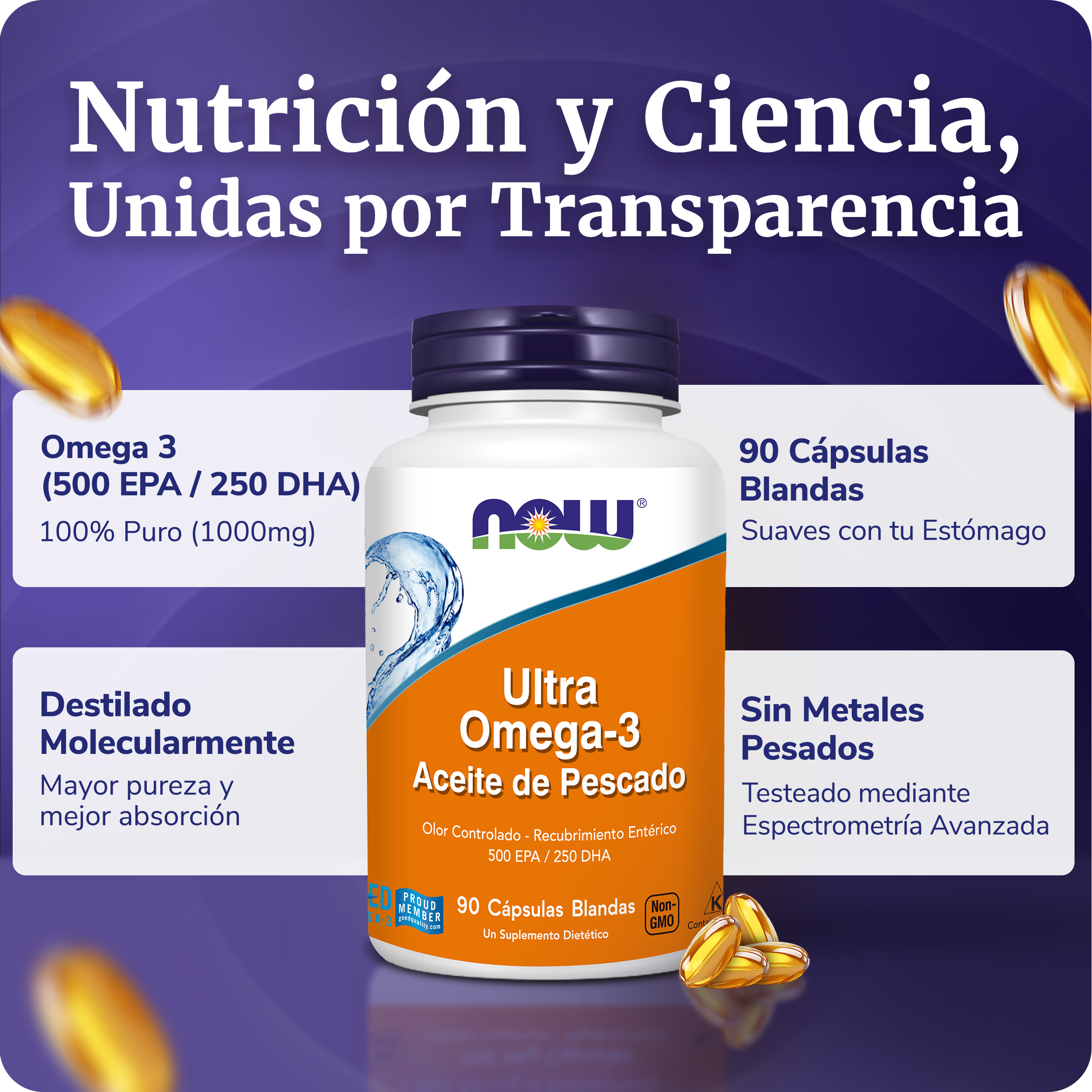 Ultra Omega 3 500 EPA 250 DHA 90 Cápsulas - NOW Foods México – NOW FOODS MX