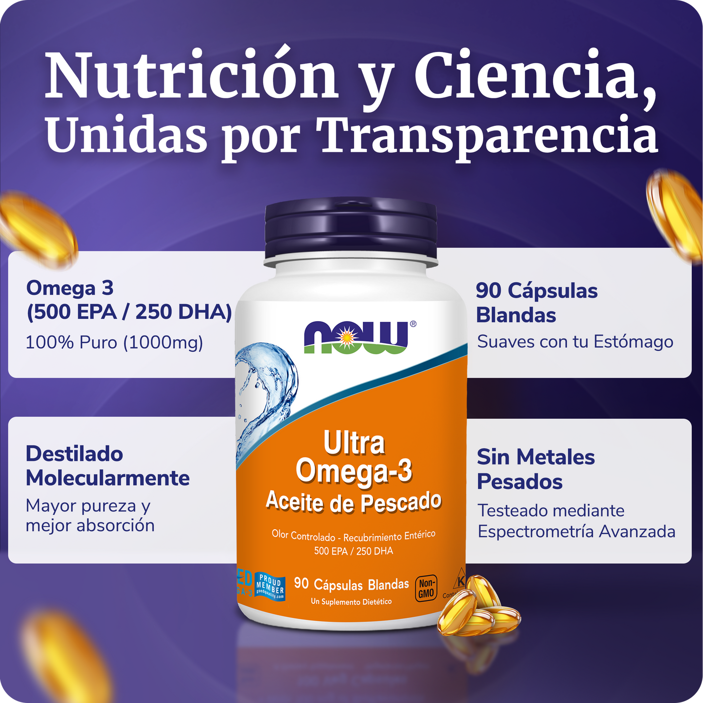 ULTRA OMEGA 3 1000MG | 500 EPA / 250 DHA | 90 CAPS BLANDAS