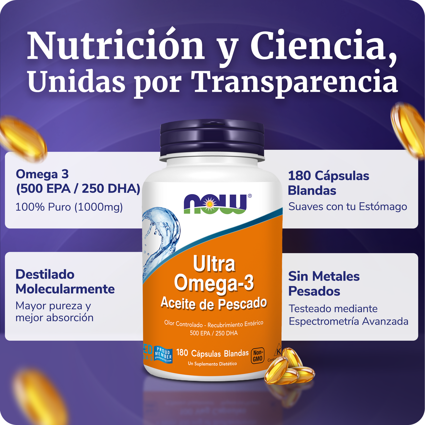 ULTRA OMEGA 3 1000MG | 500 EPA / 250 DHA | 180 CAPS BLANDAS