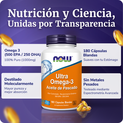 ULTRA OMEGA 3 1000MG | 500 EPA / 250 DHA | 180 CAPS BLANDAS