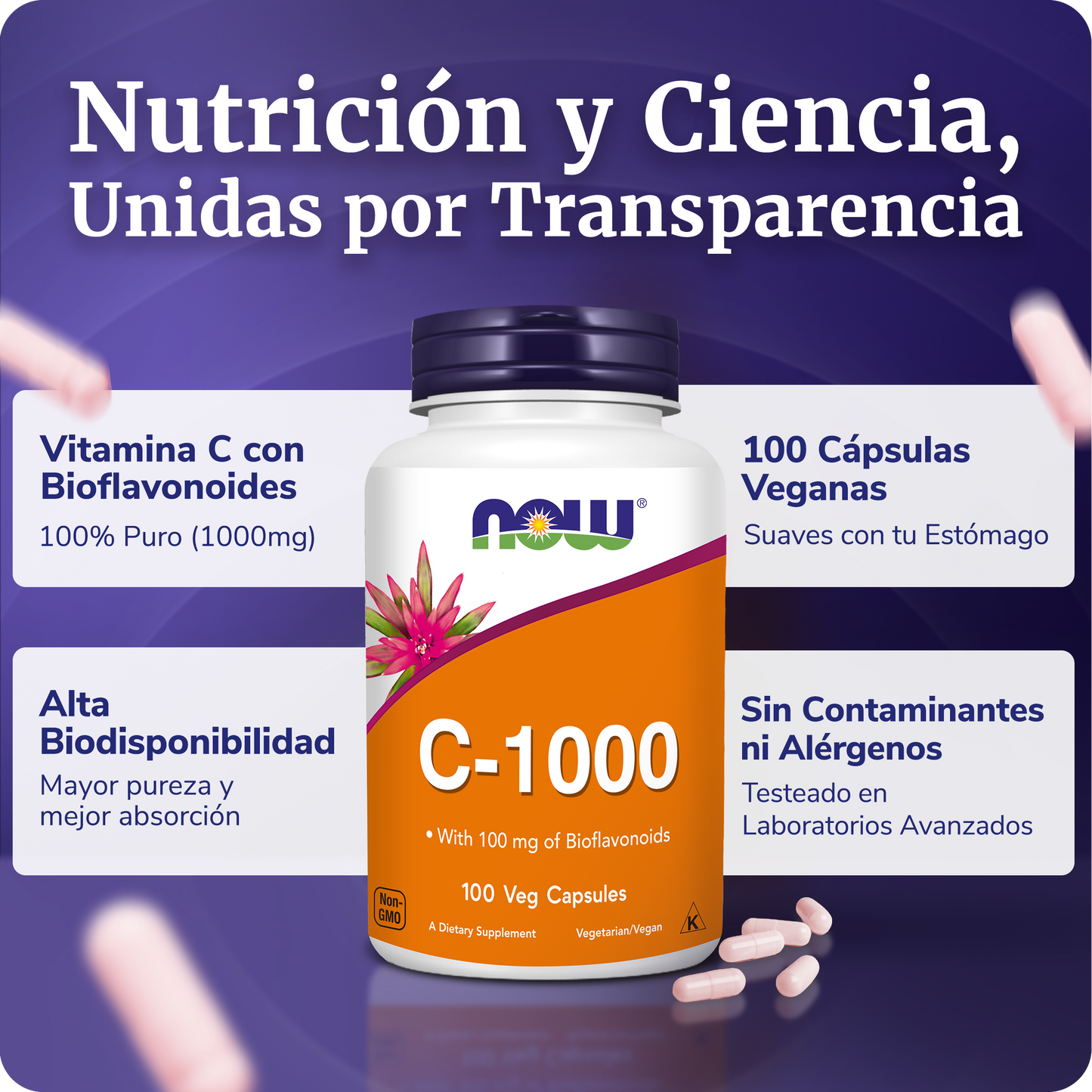 VITAMINA C | BIOFLAVONOIDES | 100 CAPS VEGANAS
