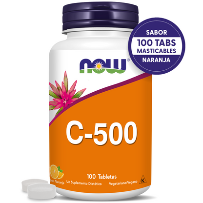 VITAMINA C | TABLETAS MASTICABLES SABOR NARANJA | 100 TAB