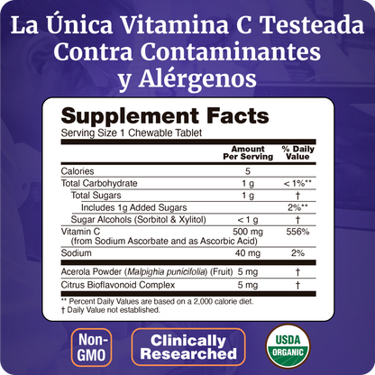 VITAMINA C | 100 TABLETAS MASTICABLES SABOR CEREZA