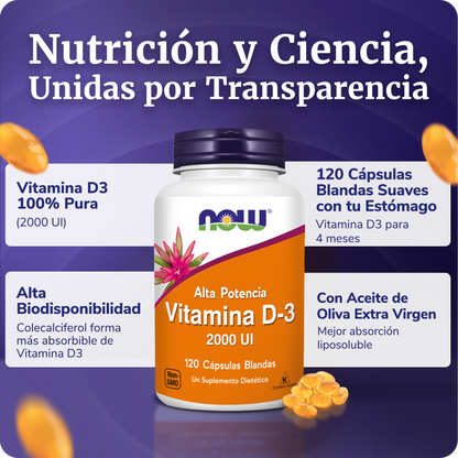 VITAMINA D3 2000 | ALTA POTENCIA | 120 CAPS BLANDAS