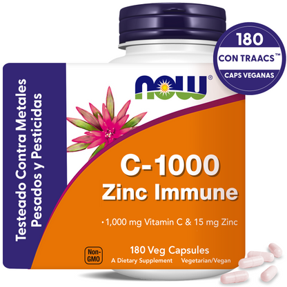 VITAMINA C Y ZINC | ÁCIDO ASCÓRBICO Y ZINC | 180 CAPS VEG