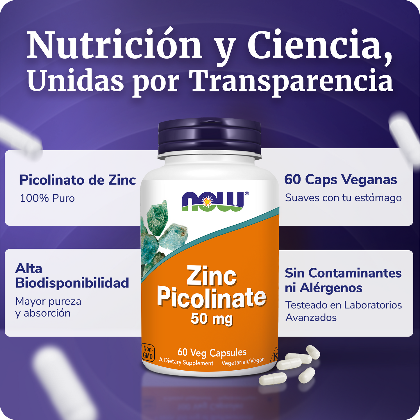PICOLINATO DE ZINC | ALTA ABSORCIÓN | 60 CAPS VEGANAS