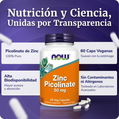PICOLINATO DE ZINC | ALTA ABSORCIÓN | 60 CAPS VEGANAS