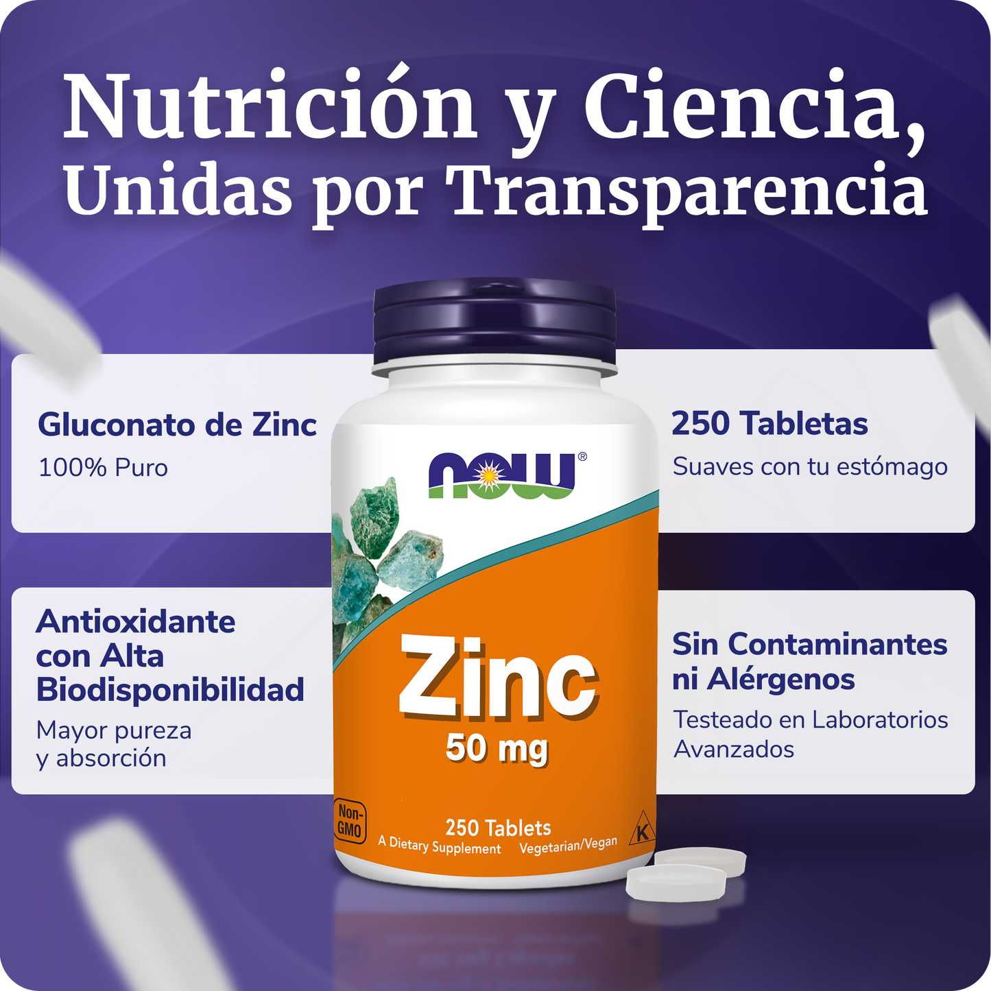 ZINC | GLUCONATO DE ZINC | 250 TABLETAS