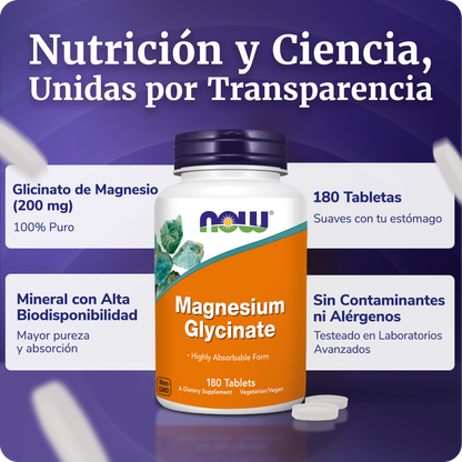 GLICINATO DE MAGNESIO 200MG | ALTA POTENCIA | 180 TABLETAS