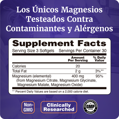 CITRATO DE MAGNESIO 400MG | ALTA ABSORCIÓN | 90 CAPS BLANDAS