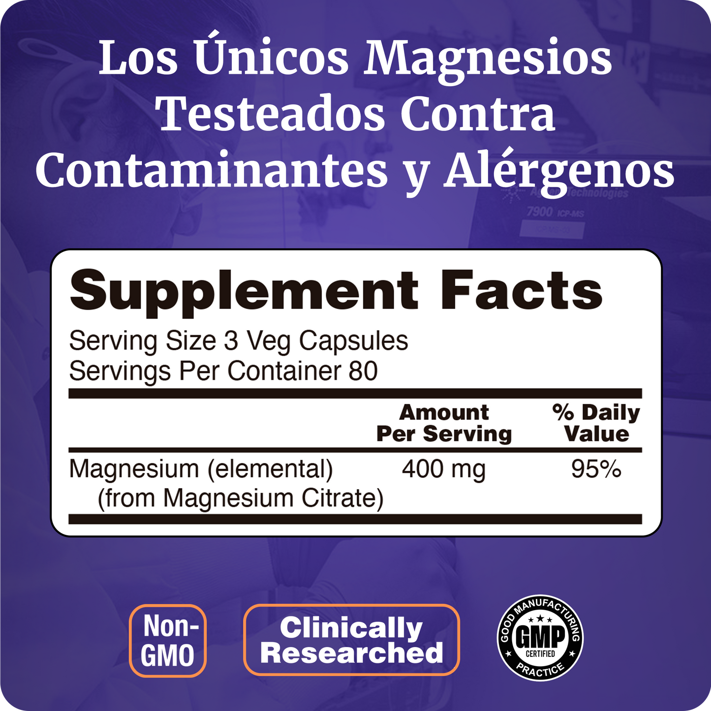 CITRATO DE MAGNESIO 400MG | ALTA ABSORCIÓN | 120 CAP VEGANAS