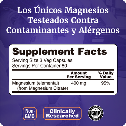 CITRATO DE MAGNESIO 400MG | ALTA ABSORCIÓN | 120 CAP VEGANAS
