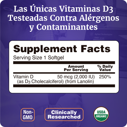 VITAMINA D3 2000 | ALTA POTENCIA | 240 CAPS BLANDAS