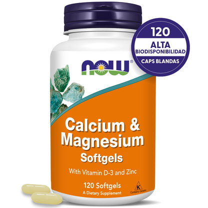 CALCIO Y MAGNESIO | CON VITAMINA D3 Y ZINC | 120 CAP BLANDAS