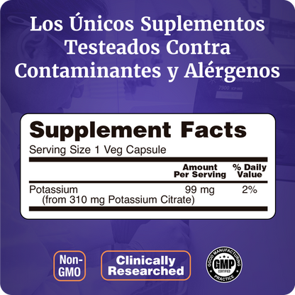 CITRATO DE POTASIO 310MG | SOPORTE MINERAL | 180 CAP VEGANAS