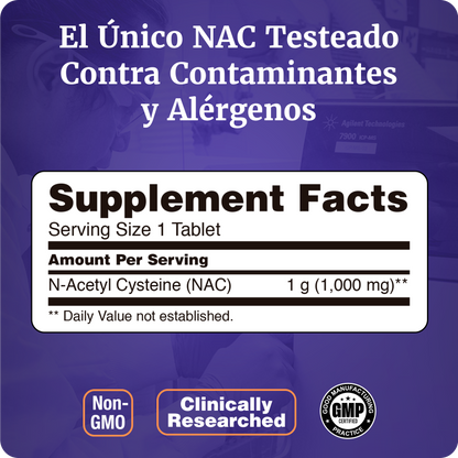 NAC 1000MG | ANTIOXIDANTE ANTI RADICAL LIBRE | 120 TABLETAS