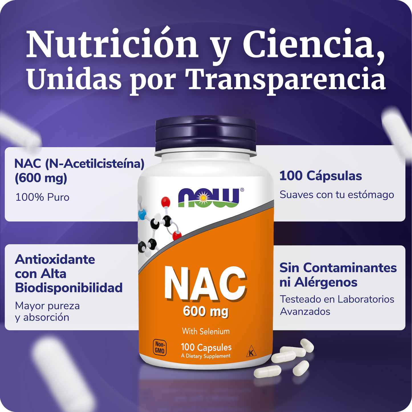NAC 600MG | ANTIOXIDANTE ANTI RADICAL LIBRE | 100 CAPS