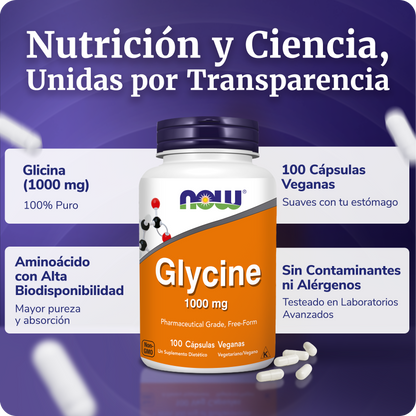 GLICINA 1000MG | MULTIPLES FUNCIONES | 100 CAPS VEGANAS