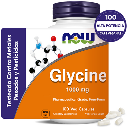 GLICINA 1000MG | MULTIPLES FUNCIONES | 100 CAPS VEGANAS