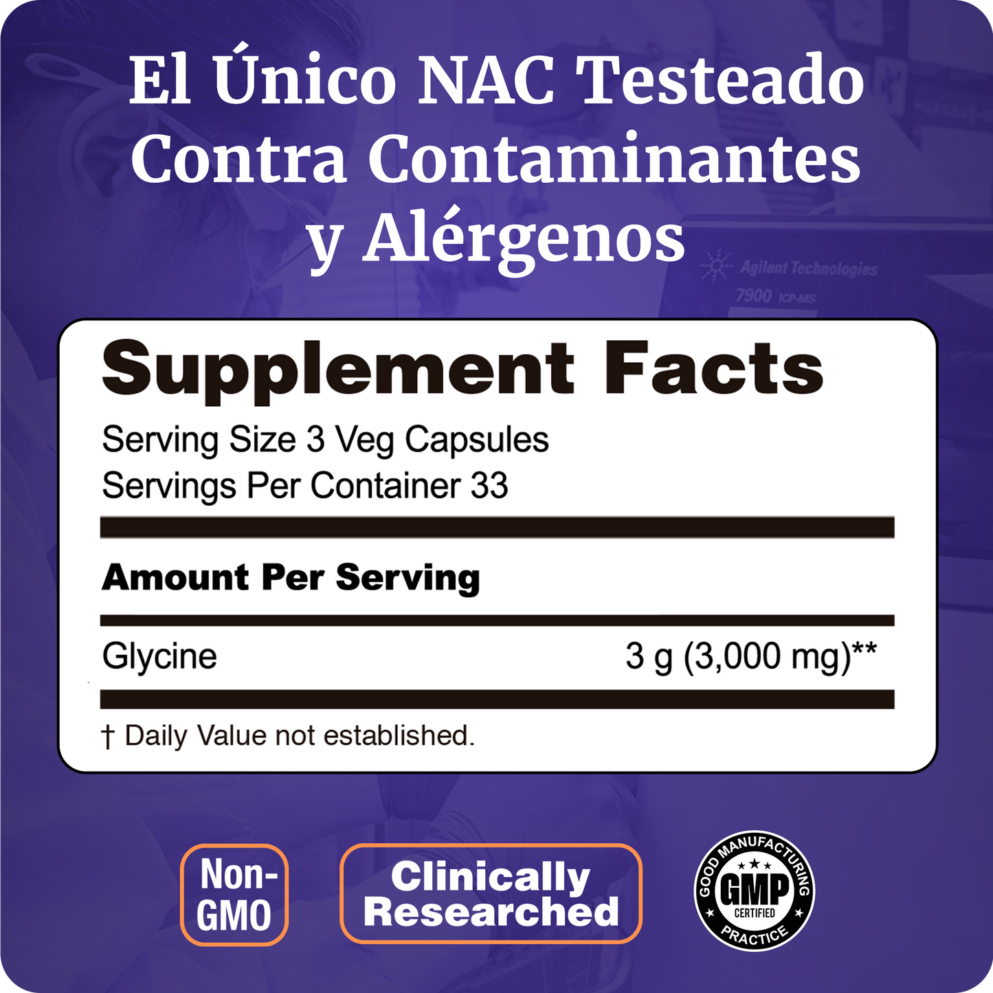 GLICINA 1000MG | MULTIPLES FUNCIONES | 100 CAPS VEGANAS