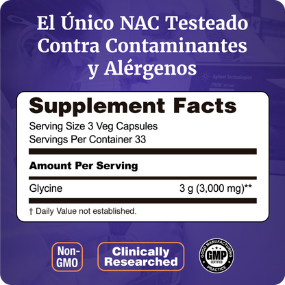 GLICINA 1000MG | MULTIPLES FUNCIONES | 100 CAPS VEGANAS
