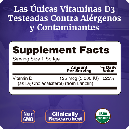 VITAMINA D3 5000 | ALTA POTENCIA | 120 CAPS BLANDAS
