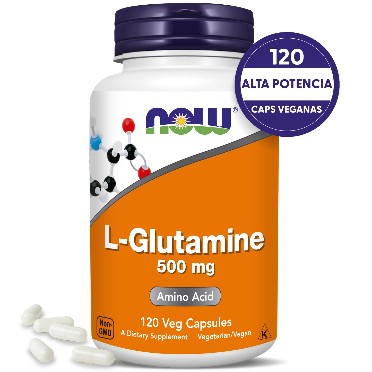 L-GLUTAMINA 500MG | PODEROSO AMINOÁCIDO | 120 CAPS VEGANAS