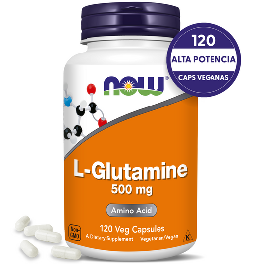 L-GLUTAMINA 500MG | PODEROSO AMINOÁCIDO | 120 CAPS VEGANAS