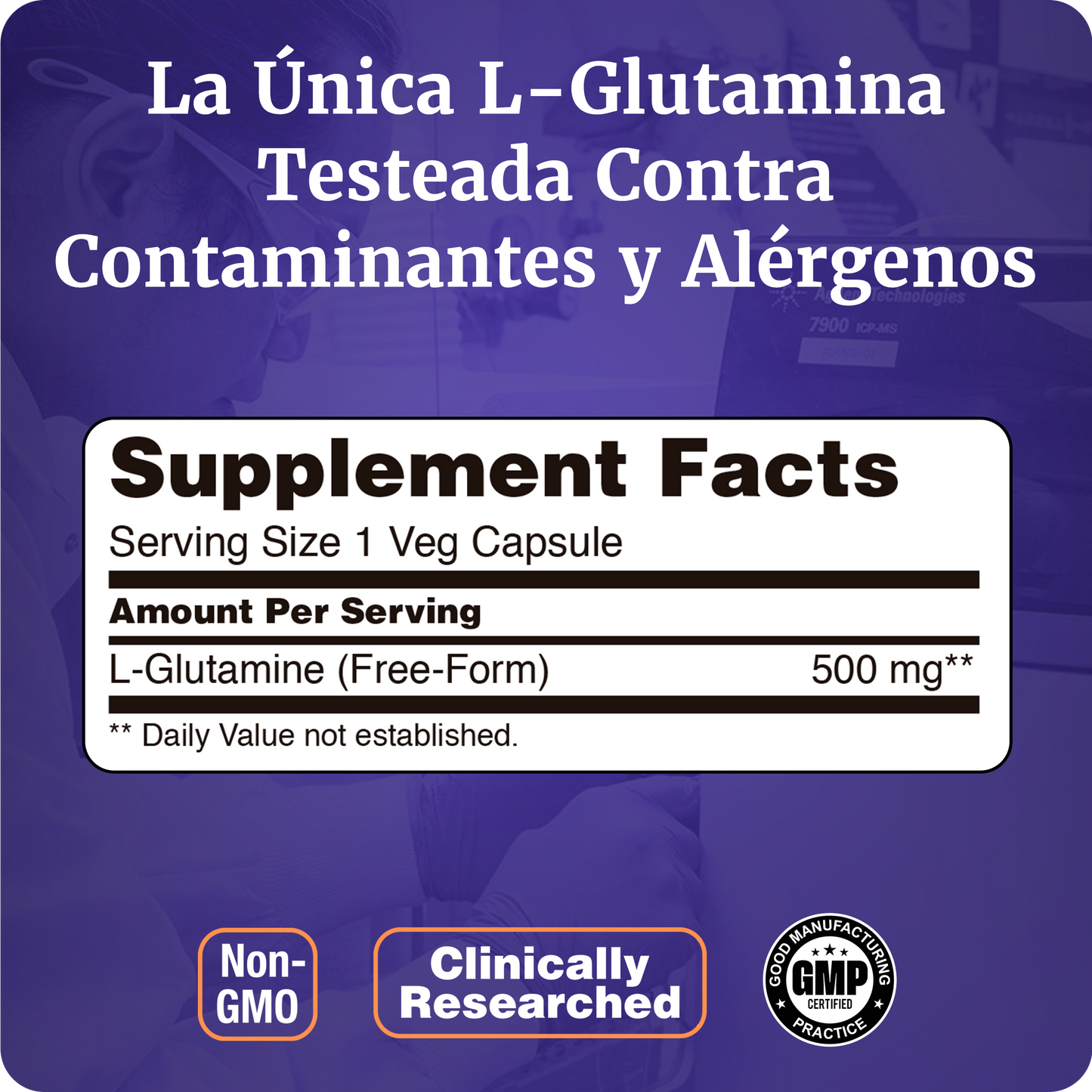 L-GLUTAMINA 500MG | PODEROSO AMINOÁCIDO | 120 CAPS VEGANAS