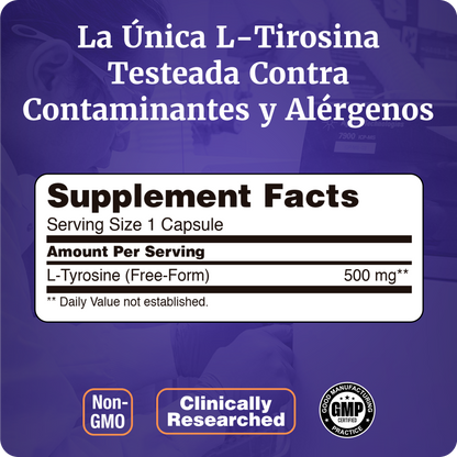 L-TIROSINA 500MG | PODEROSO AMINOÁCIDO | 120 CAPS