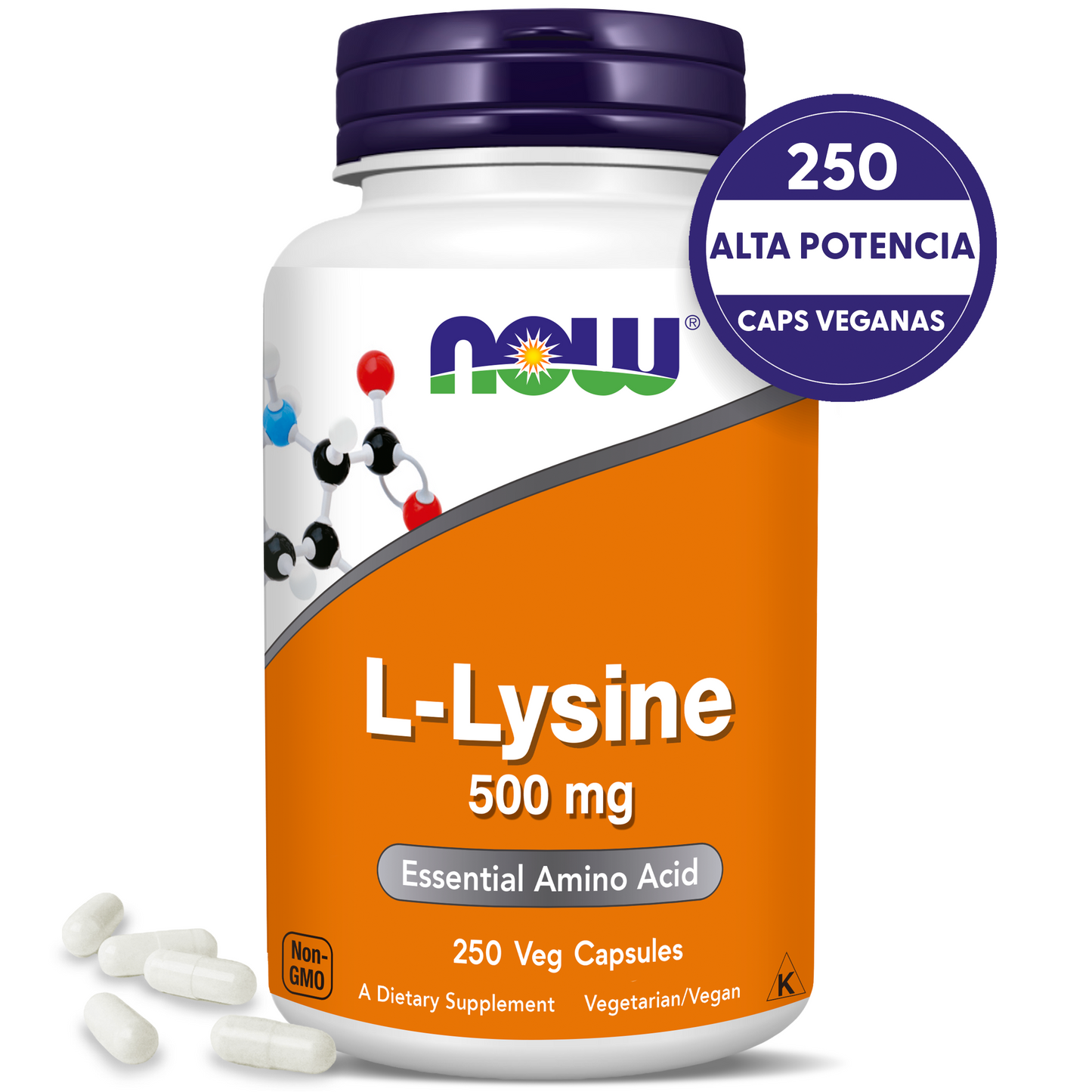 L-LISINA 500MG | PODEROSO AMINOÁCIDO | 250 CAPS VEGANAS