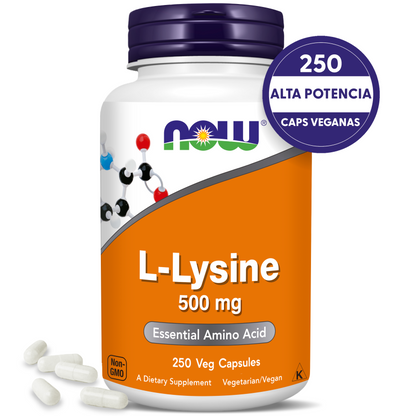 L-LISINA 500MG | PODEROSO AMINOÁCIDO | 250 CAPS VEGANAS