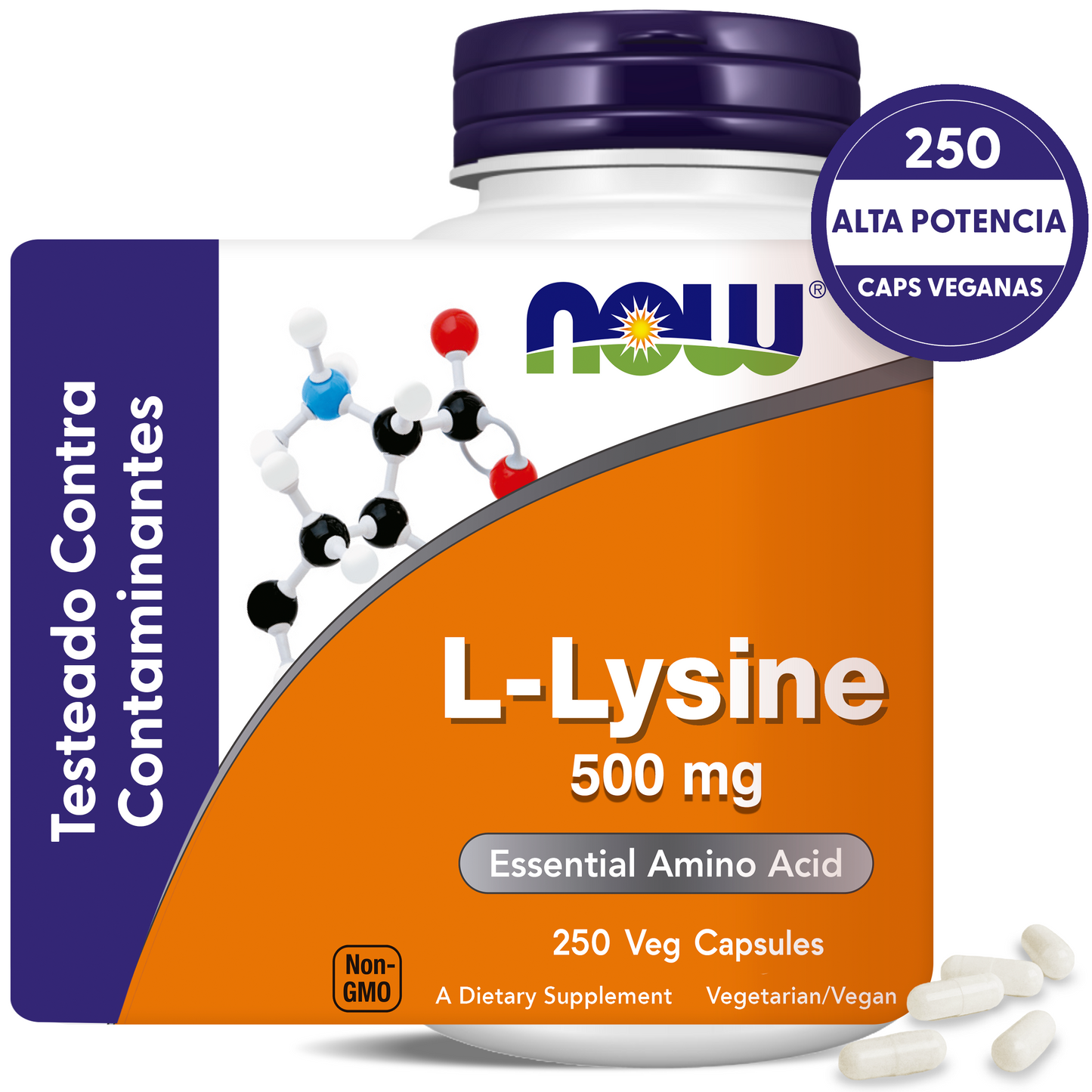 L-LISINA 500MG | PODEROSO AMINOÁCIDO | 250 CAPS VEGANAS