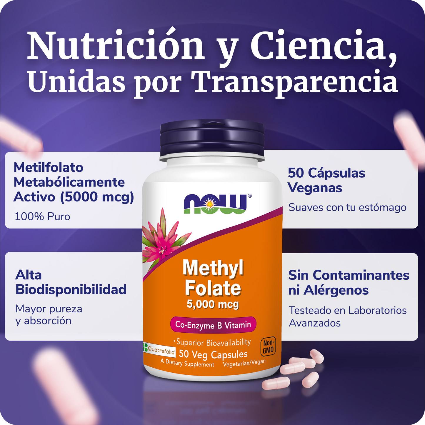 METILFOLATO ACTIVO | ALTA ABSORCIÓN  | 50 CAPS VEGANAS