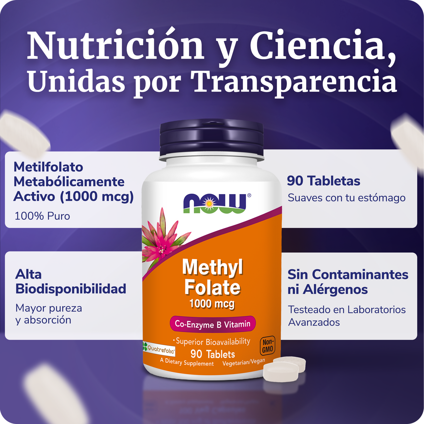METILFOLATO ACTIVO | ALTA ABSORCIÓN  | 90 TABLETAS