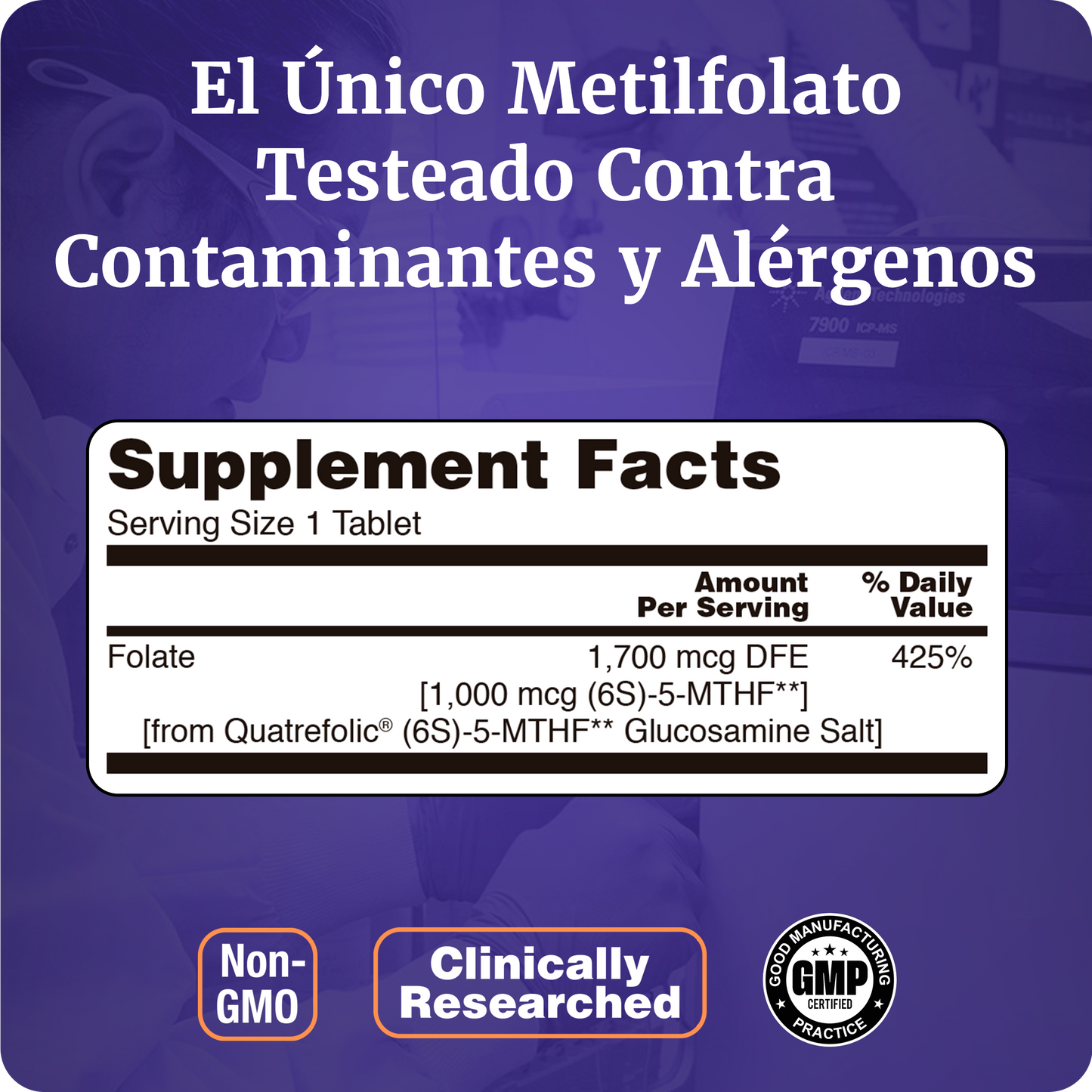 METILFOLATO ACTIVO | ALTA ABSORCIÓN  | 90 TABLETAS