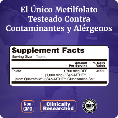 METILFOLATO ACTIVO | ALTA ABSORCIÓN  | 90 TABLETAS