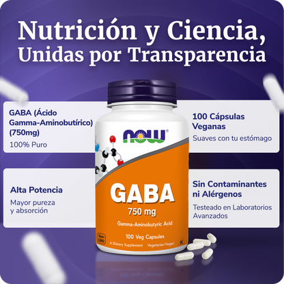 GABA 750MG | DESCANSO PROFUNDO | 100 CAPS VEGANAS