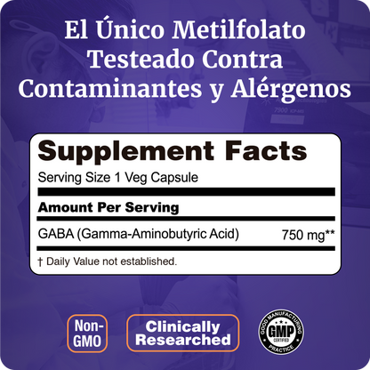 GABA 750MG | DESCANSO PROFUNDO | 100 CAPS VEGANAS