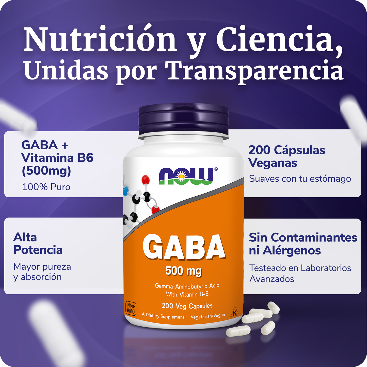 GABA 500MG + B6 | DESCANSO PROFUNDO | 200 CAPS VEGANAS