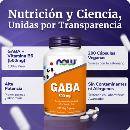 GABA 500MG + B6 | DESCANSO PROFUNDO | 200 CAPS VEGANAS