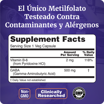 GABA 500MG + B6 | DESCANSO PROFUNDO | 200 CAPS VEGANAS