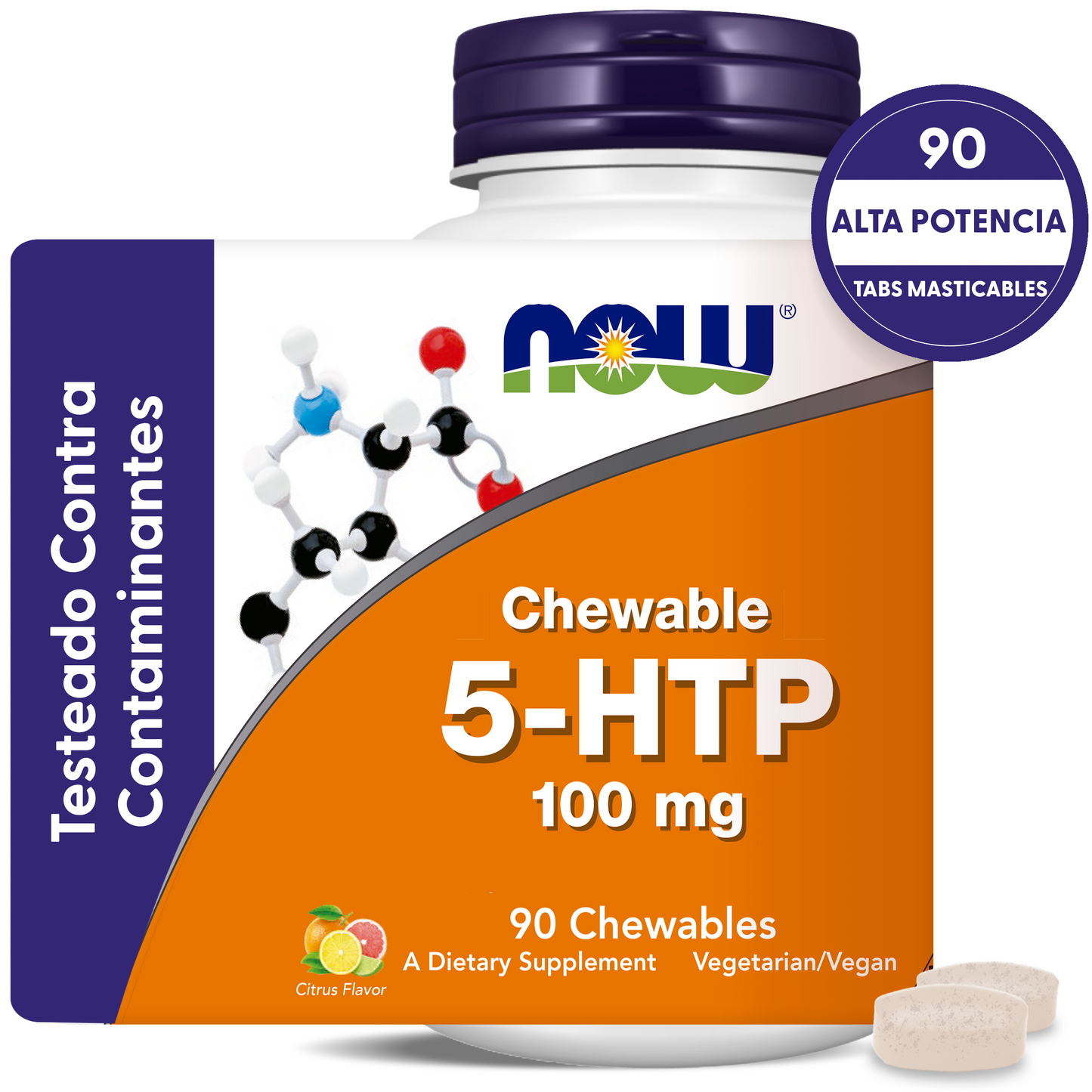 5HTP 100MG | SABORES CÍTRICOS | 90 TABLETAS MASTICABLES