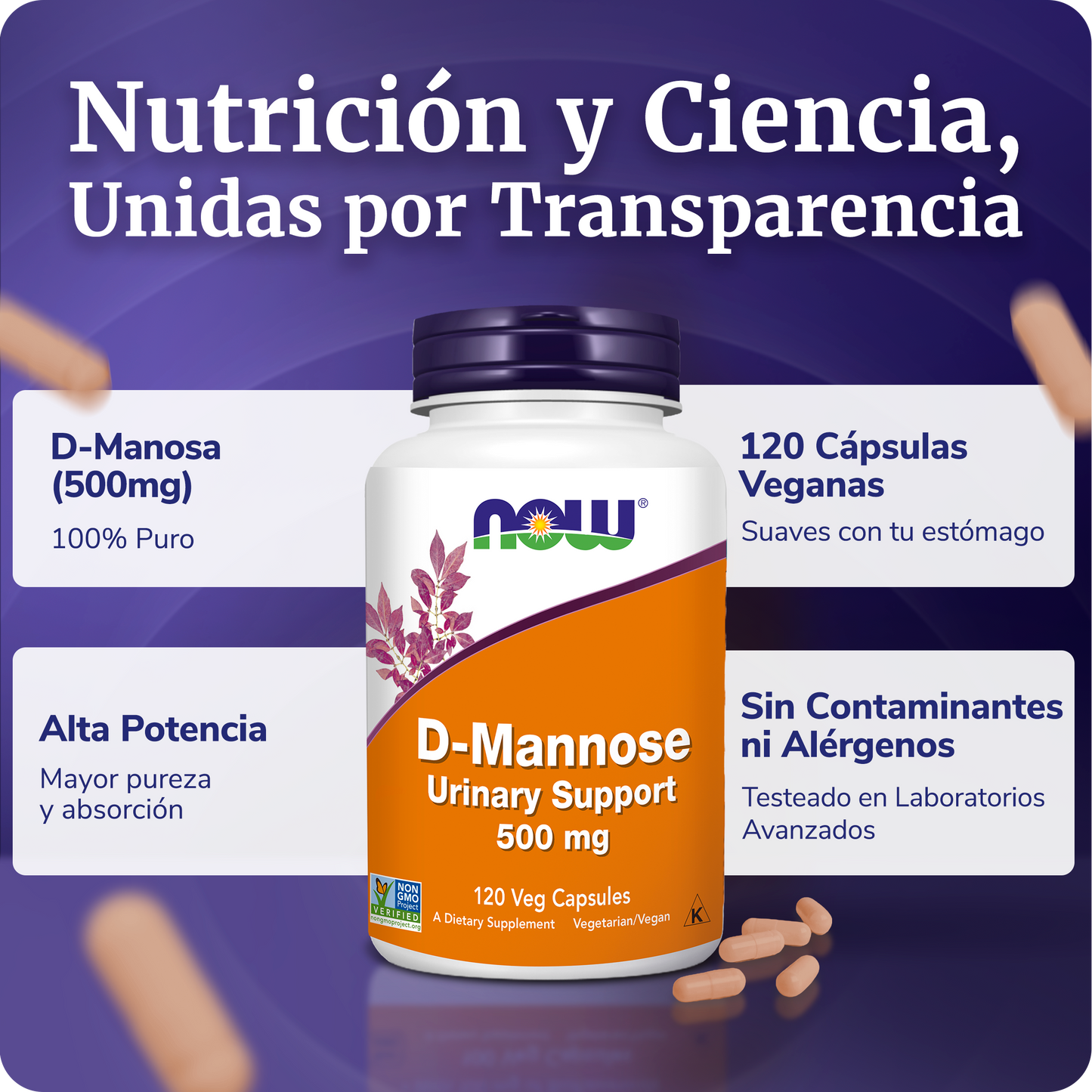 D-MANOSA 500MG | LIMPIEZA Y MANTENIMIENTO | 120 CAPS VEGANAS