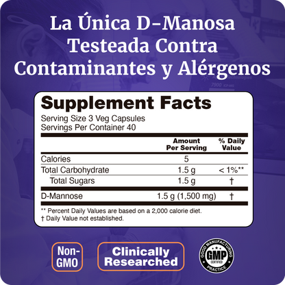 D-MANOSA 500MG | LIMPIEZA Y MANTENIMIENTO | 120 CAPS VEGANAS