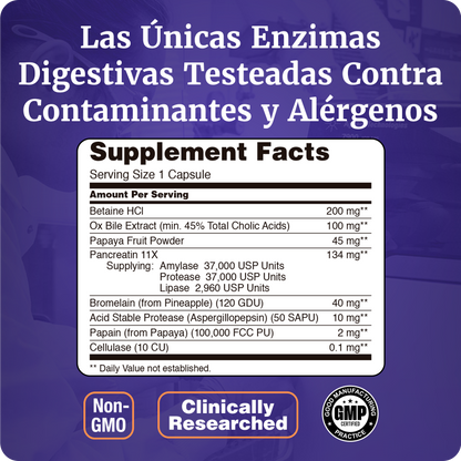 SÚPER ENZIMAS DIGESTIVAS | MAYOR ABSORCIÓN | 90 CAPS